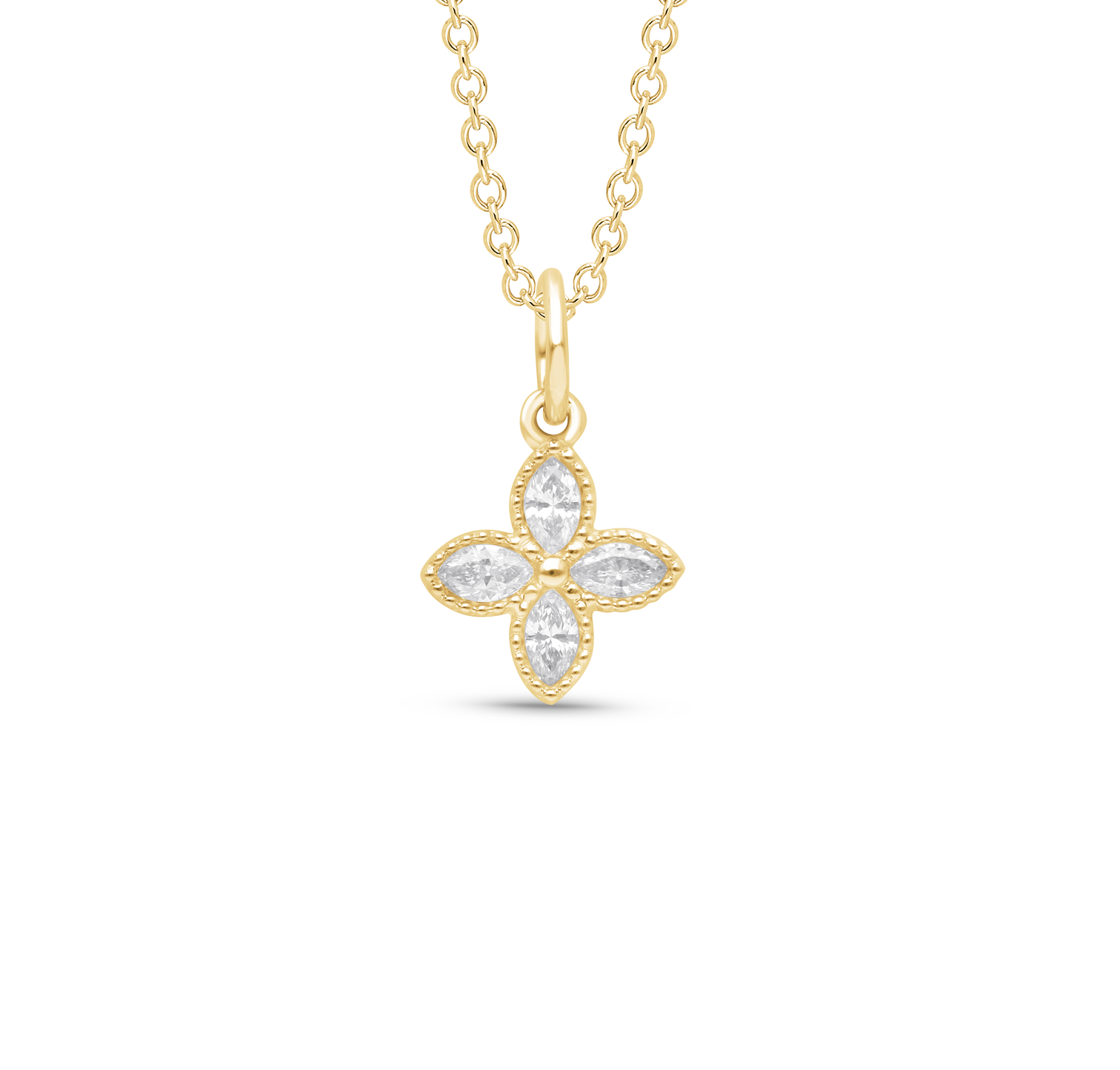 Sabel Collection Yellow Gold Marquise Diamond Flower Pendant